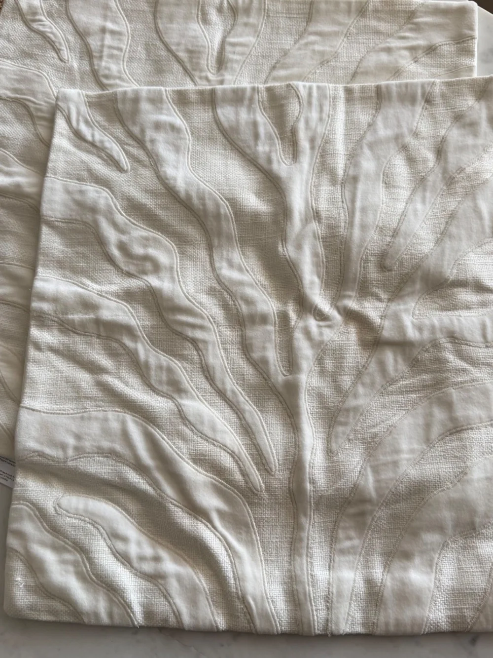 NEW! Pottery Barn Linen & Cotton Atlantic Applique Pillow Covers Set of 2